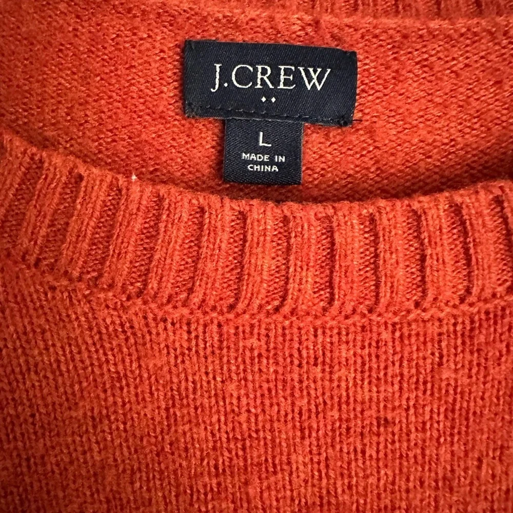 J. Crew Men's Dark Orange Pullover Crewneck Lambswool Sweater Sz L